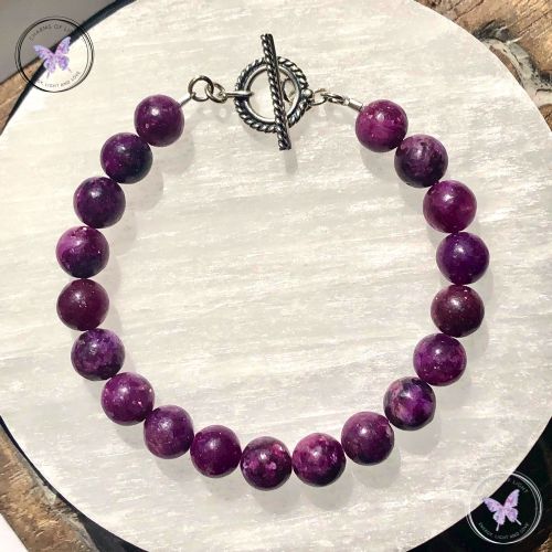 Lepidolite Healing Bracelet with Silver Toggle Clasp